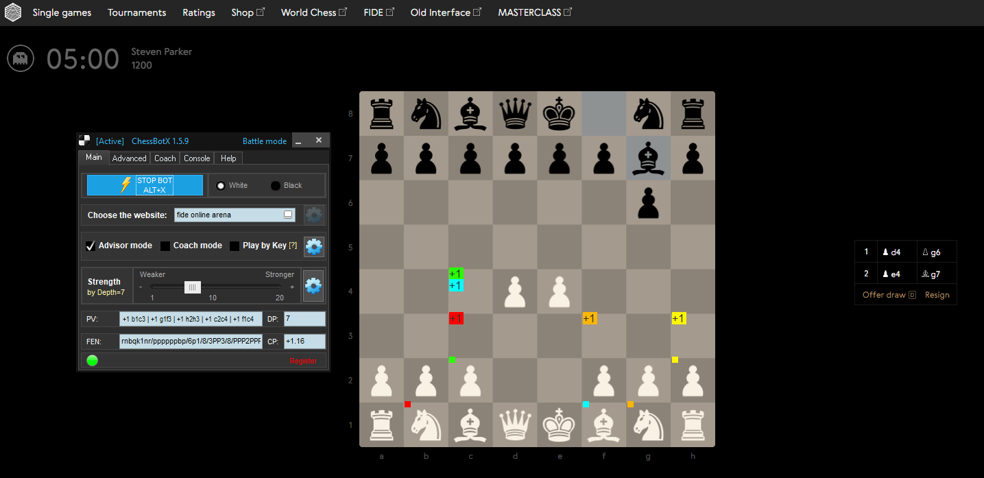 Fide arena chess bot example 2