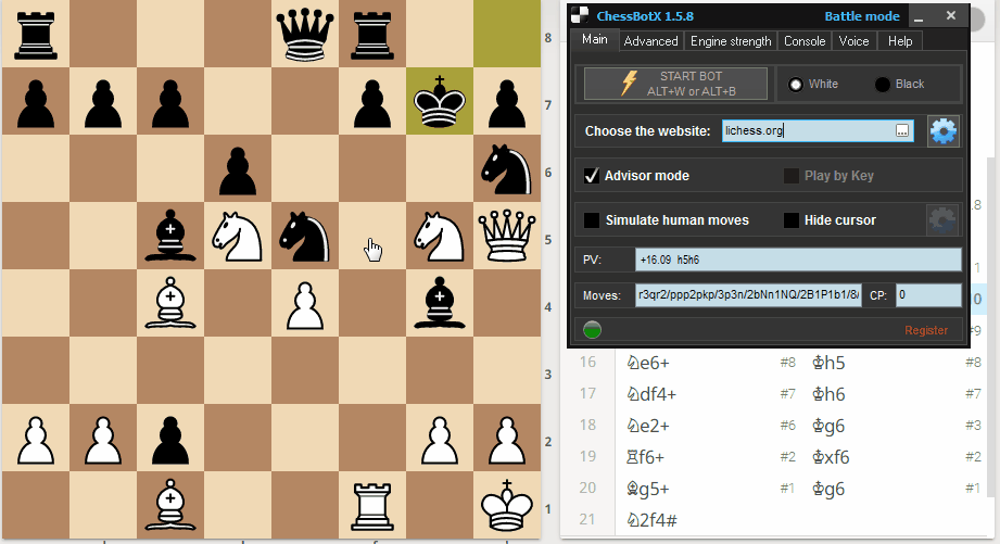post-game analysis with chess engine