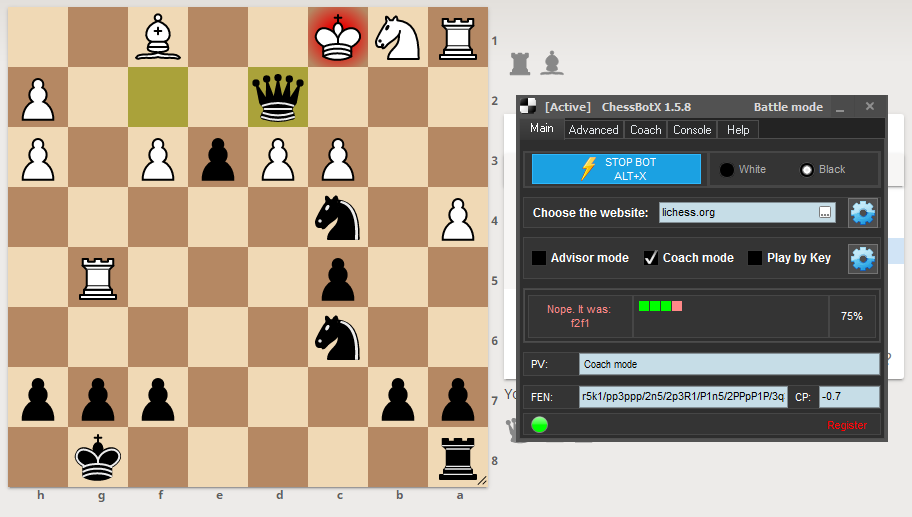 chess coach - ooops, wrong move...