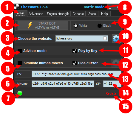 chessbotx main tab interface