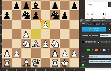 ChessBotX Coach - evaluates move during the game at chess.com