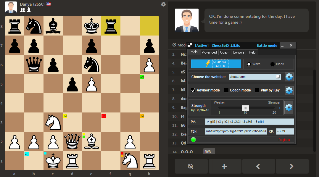 Chess Bot shows several best moves (MultiPV)